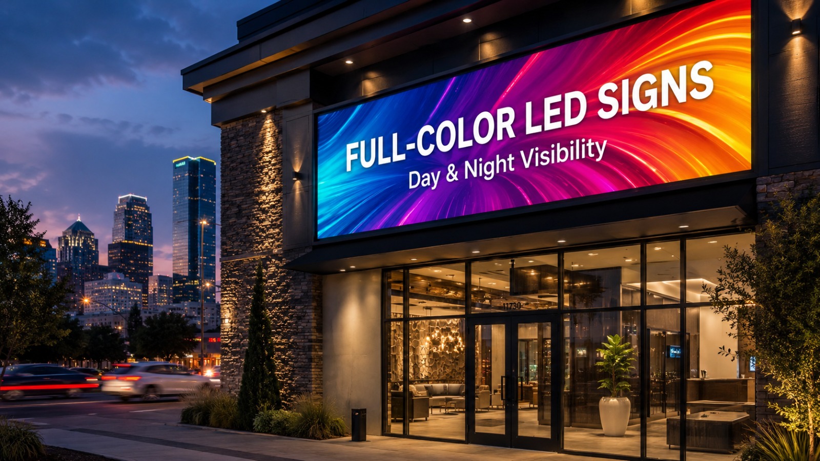 Full-color LED storefront sign by Sign Go Houston
