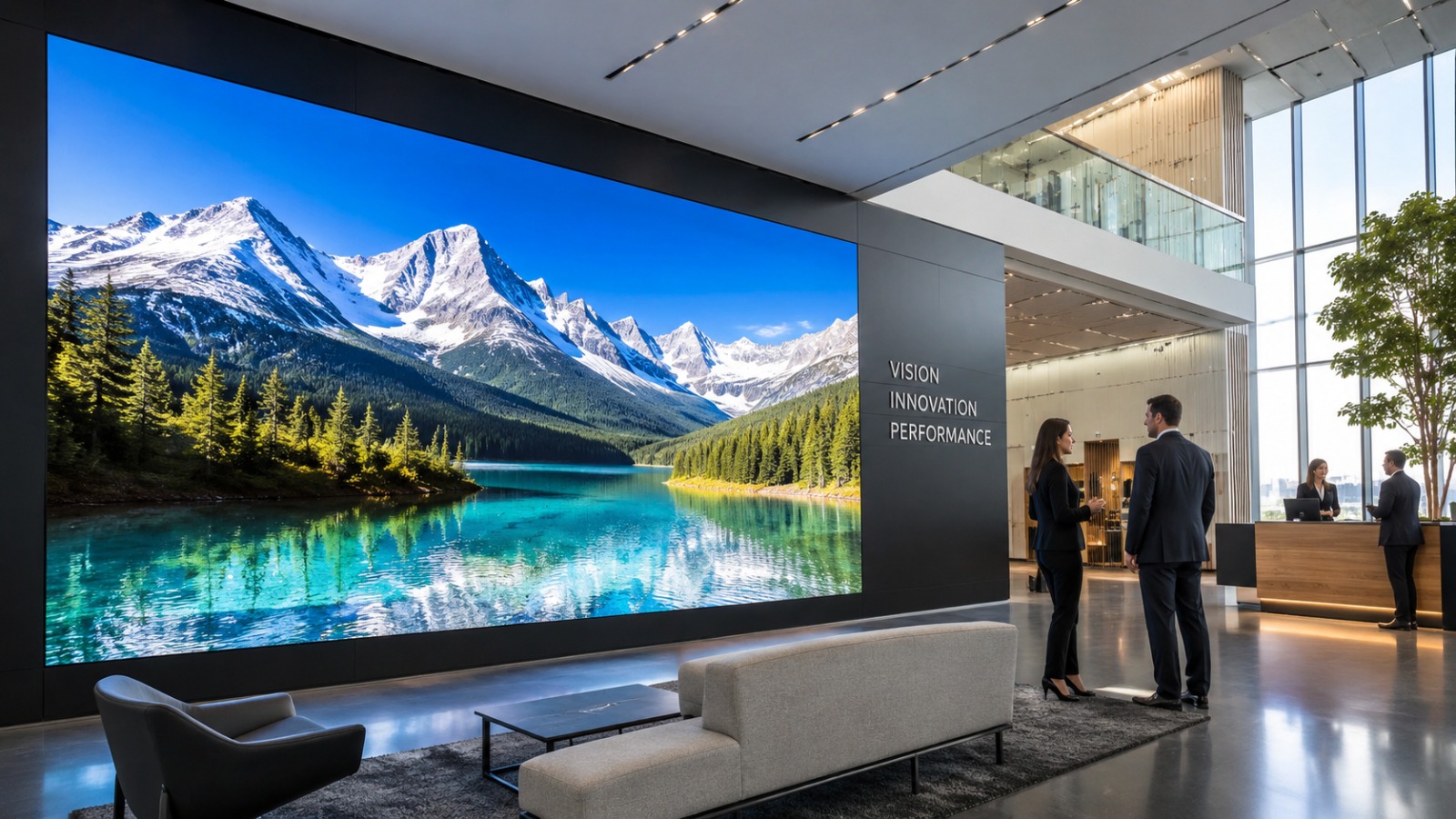 Hotel lobby signage and video wall by Sign Go