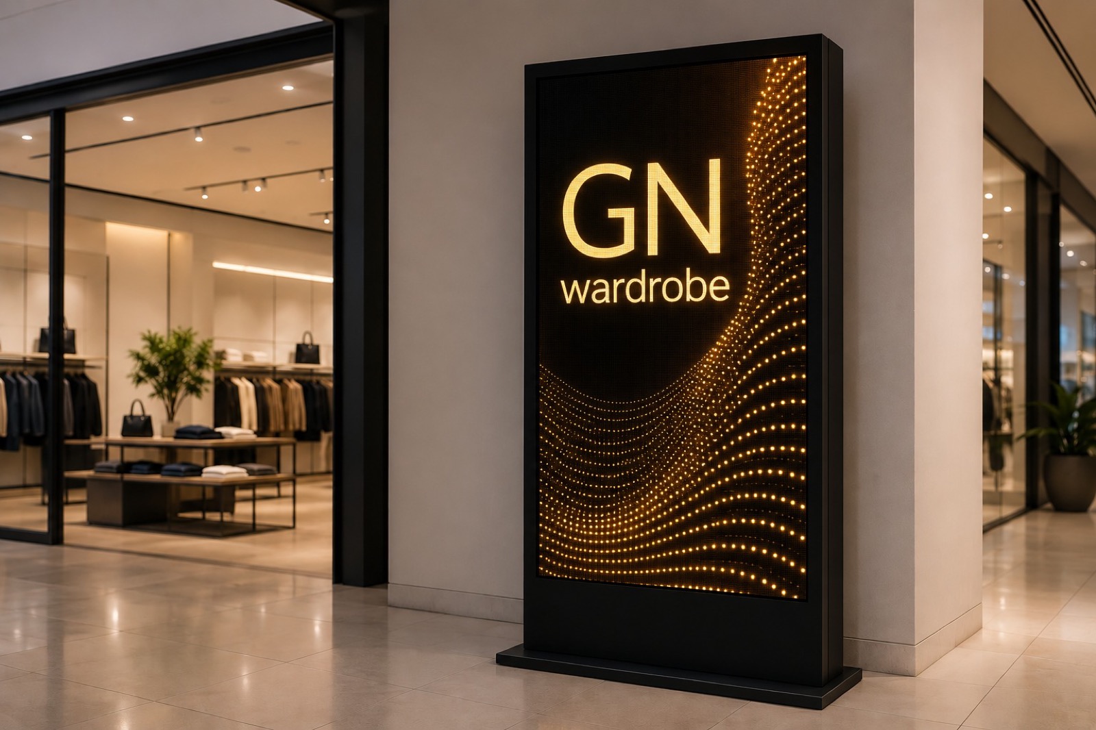 Indoor LED poster display in a retail mall