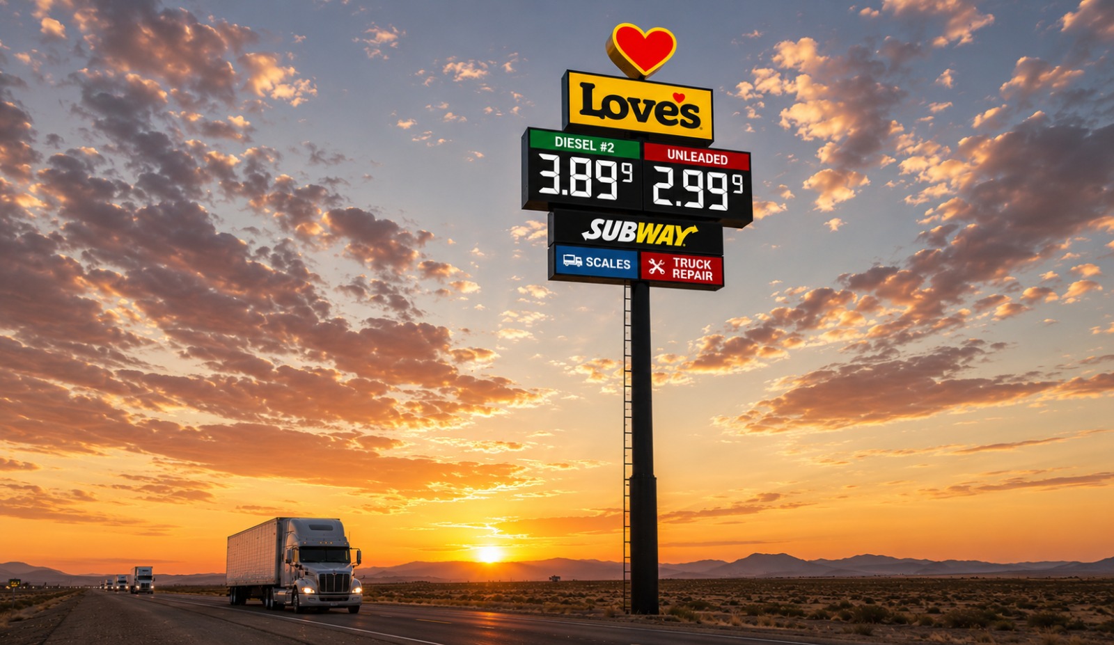 Love's truck stop LED fuel price sign by Sign Go