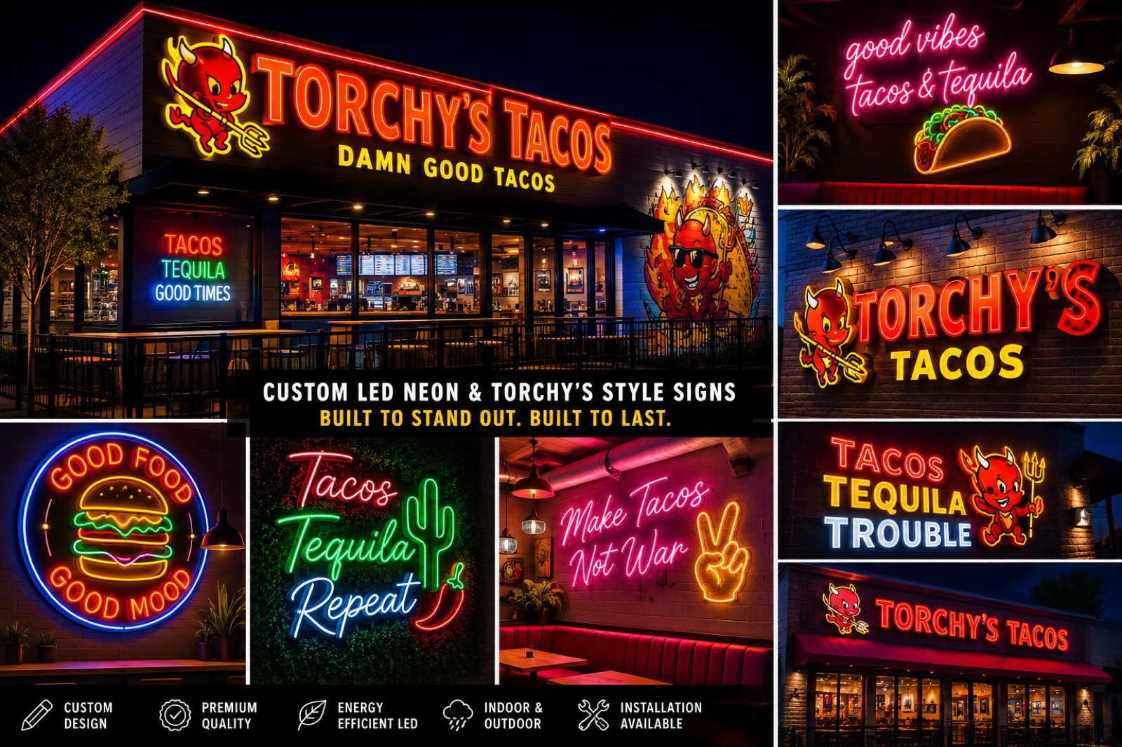Torchy's Tacos custom LED neon signs by Sign Go