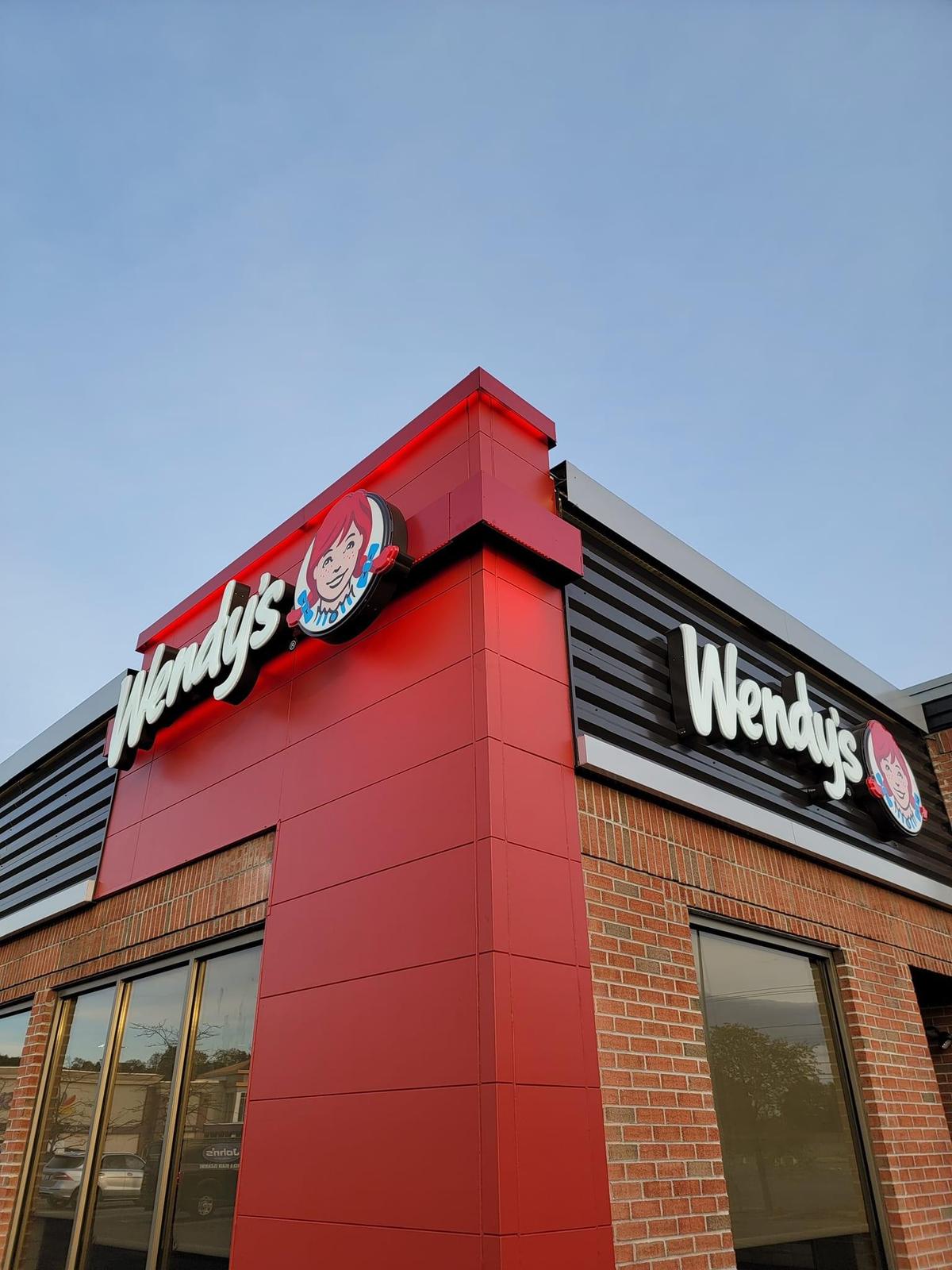 Wendy's storefront sign by Sign Go Houston